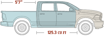 2015 Ram 1500 Exterior Crew Cab Mid Box Dimensions