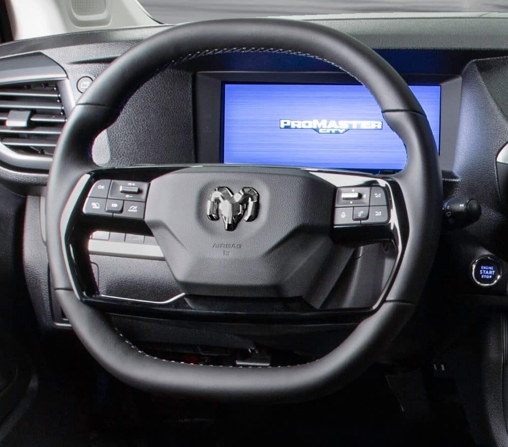 2027 Ram ProMaster City steering wheel and 10-inch digital cluster