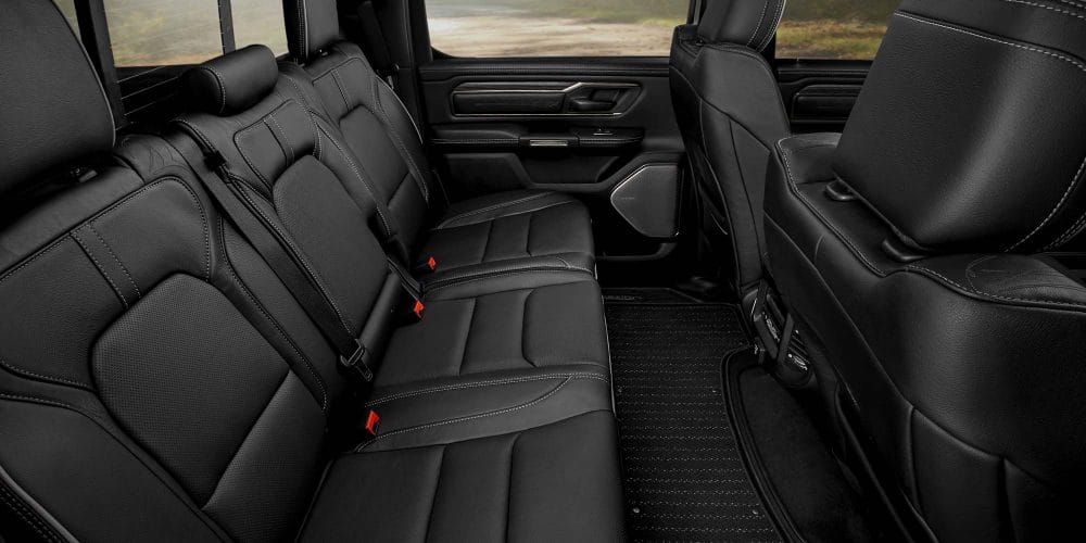 Black interior back seats of 2019 Ram 1500