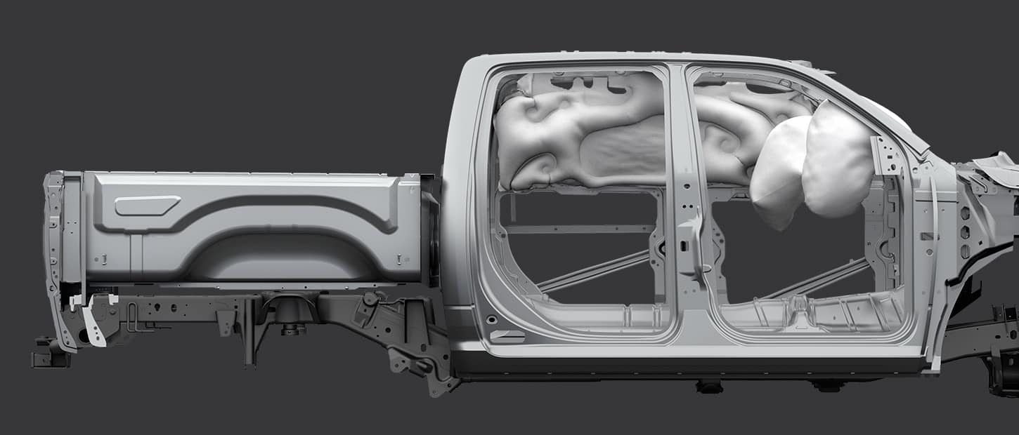An under-the-skin illustration of the 2022 Ram 1500 Classic, showing the positioning of the airbags in the cabin.