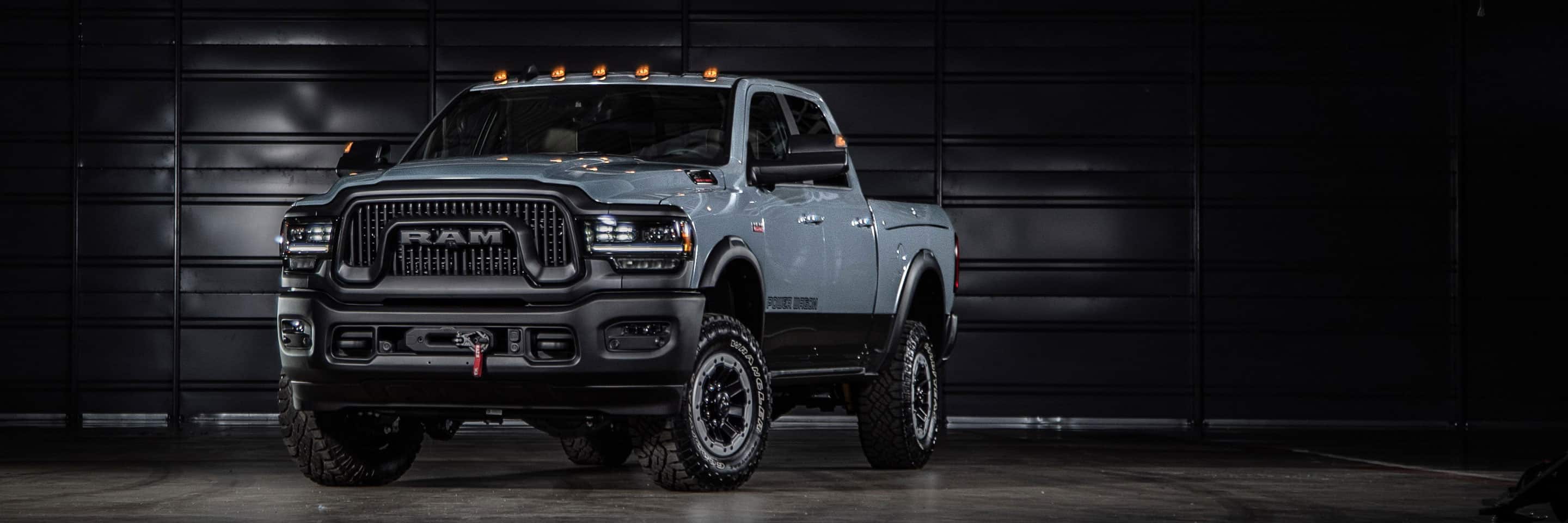 A three-quarter profile of the 2022 Ram 2500 parked in a garage.