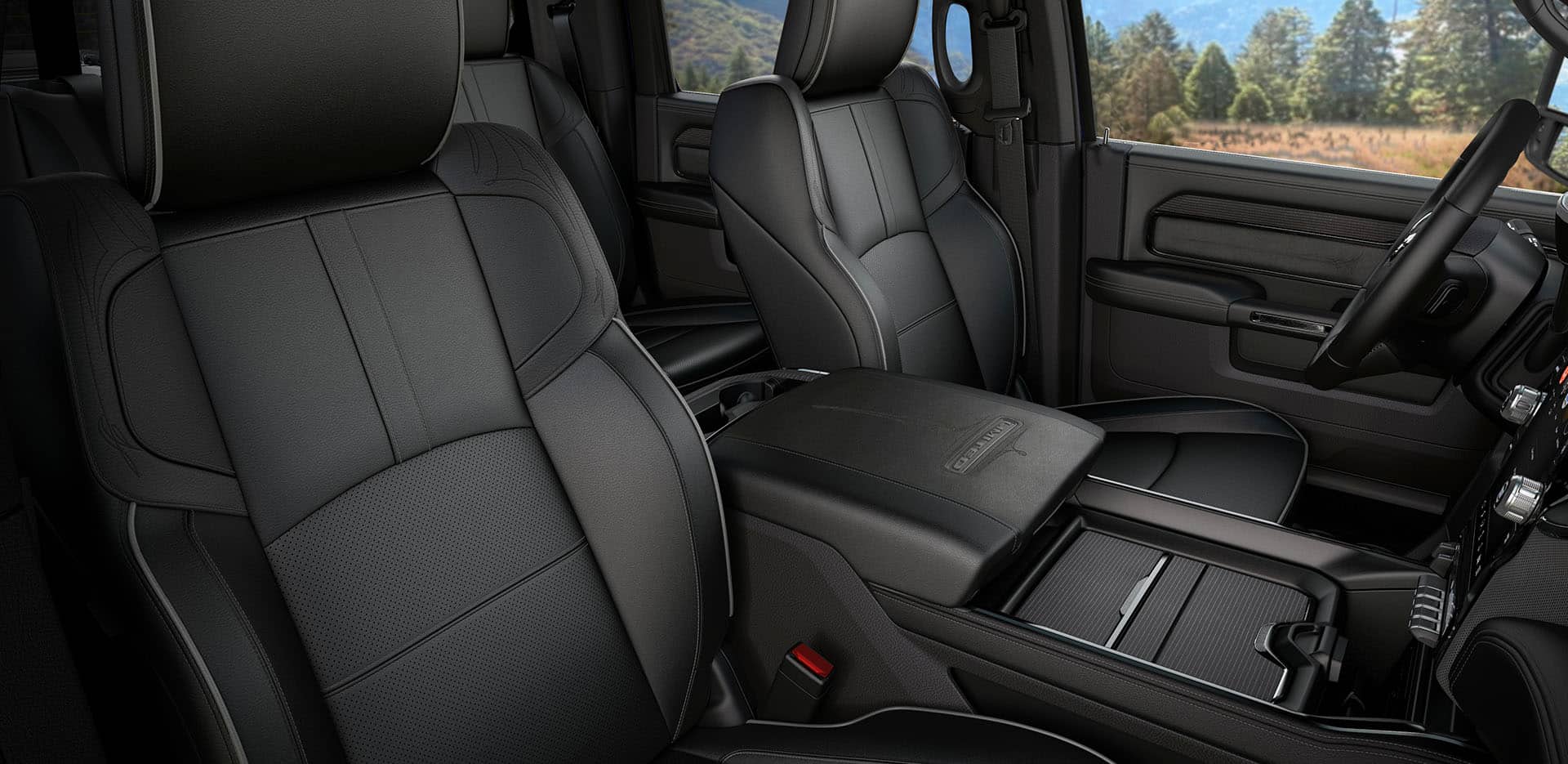 black leather interior of a truck