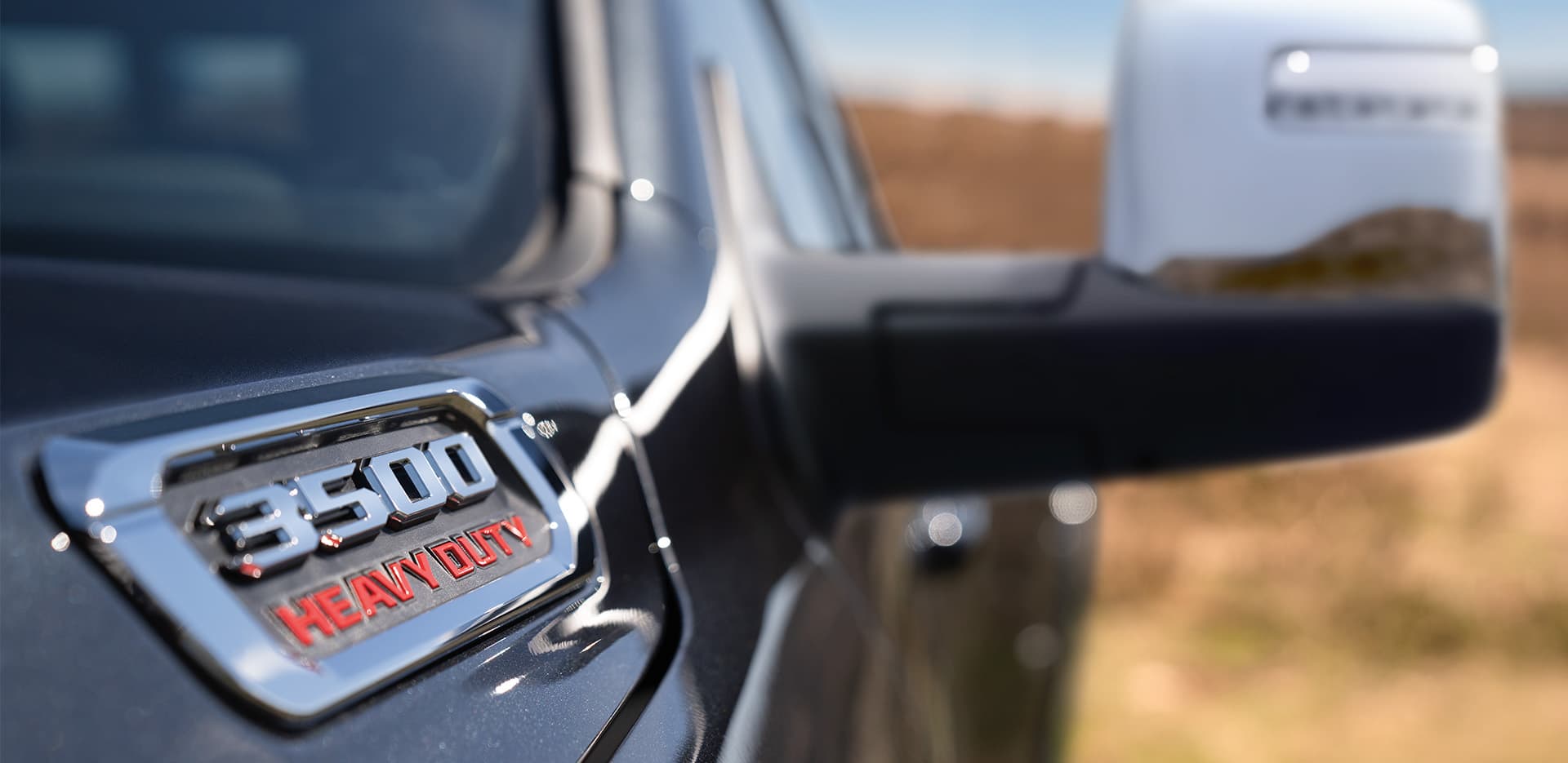 Display A close-up of the 3500 Heavy Duty hood badge on the 2024 Ram 3500.