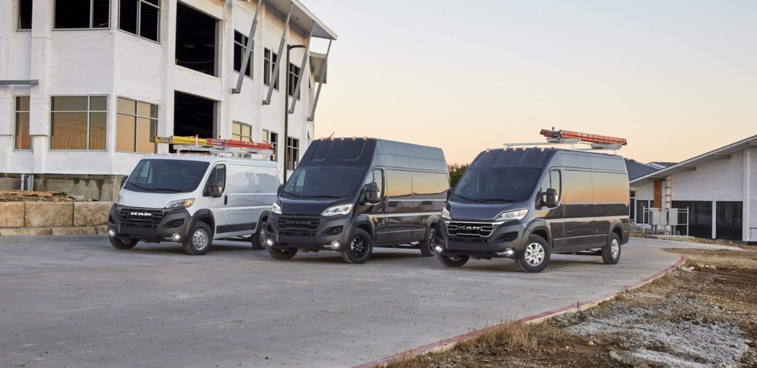 2024 ram promaster fleet at construction site.