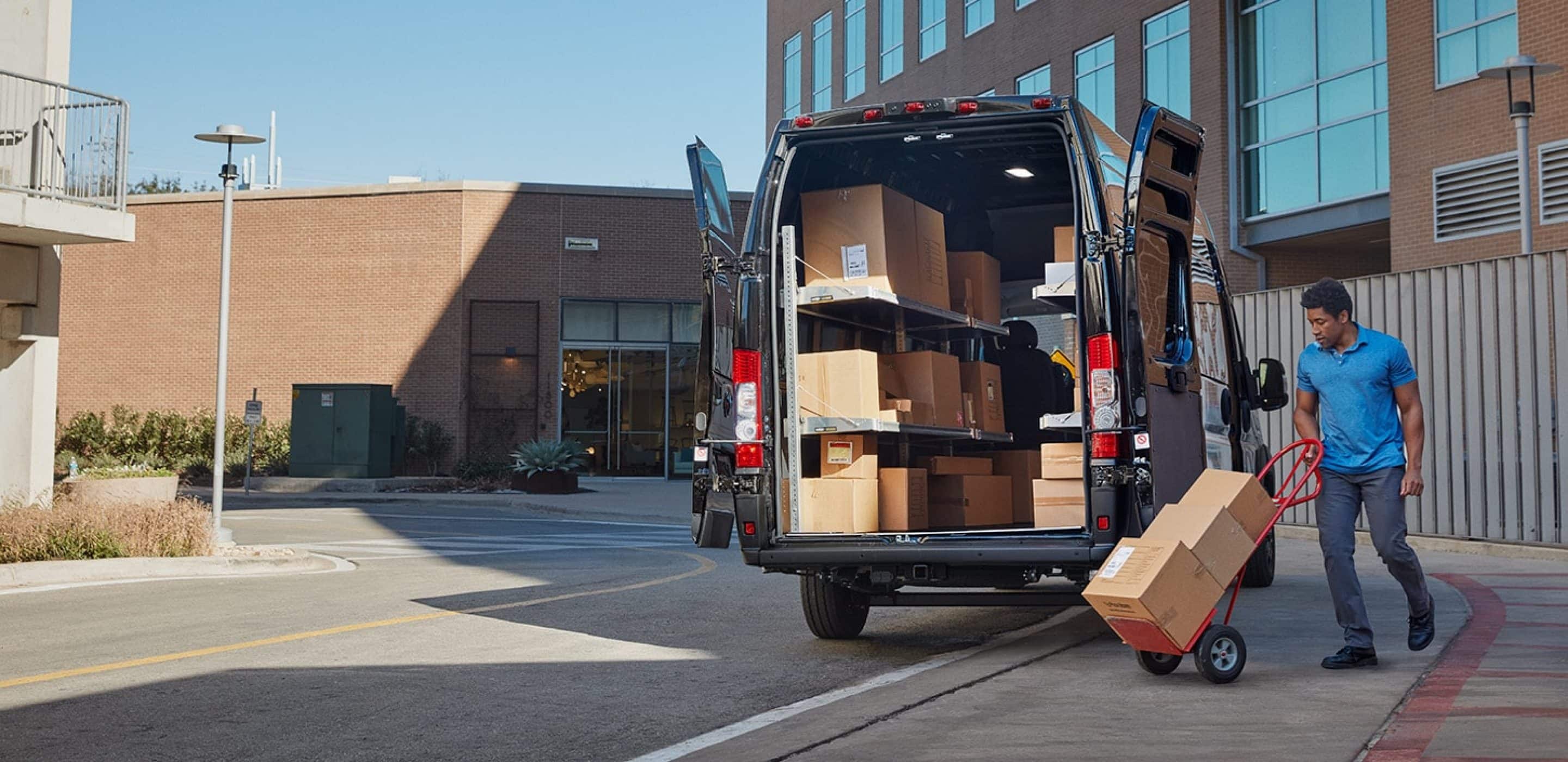 2024 ram promaster trunk open carrying boxes. 