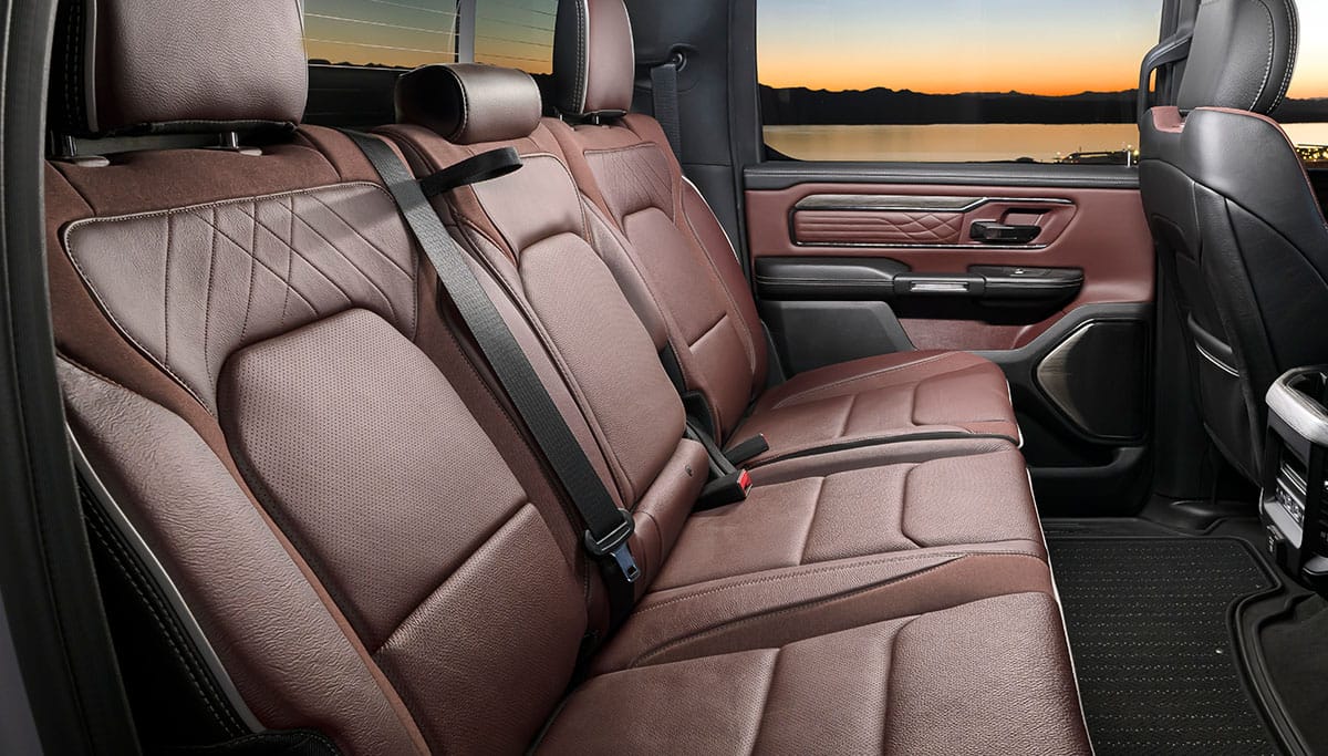 Display The rear seats in a 2026 Ram 1500 Limited 4x4 Crew Cab.