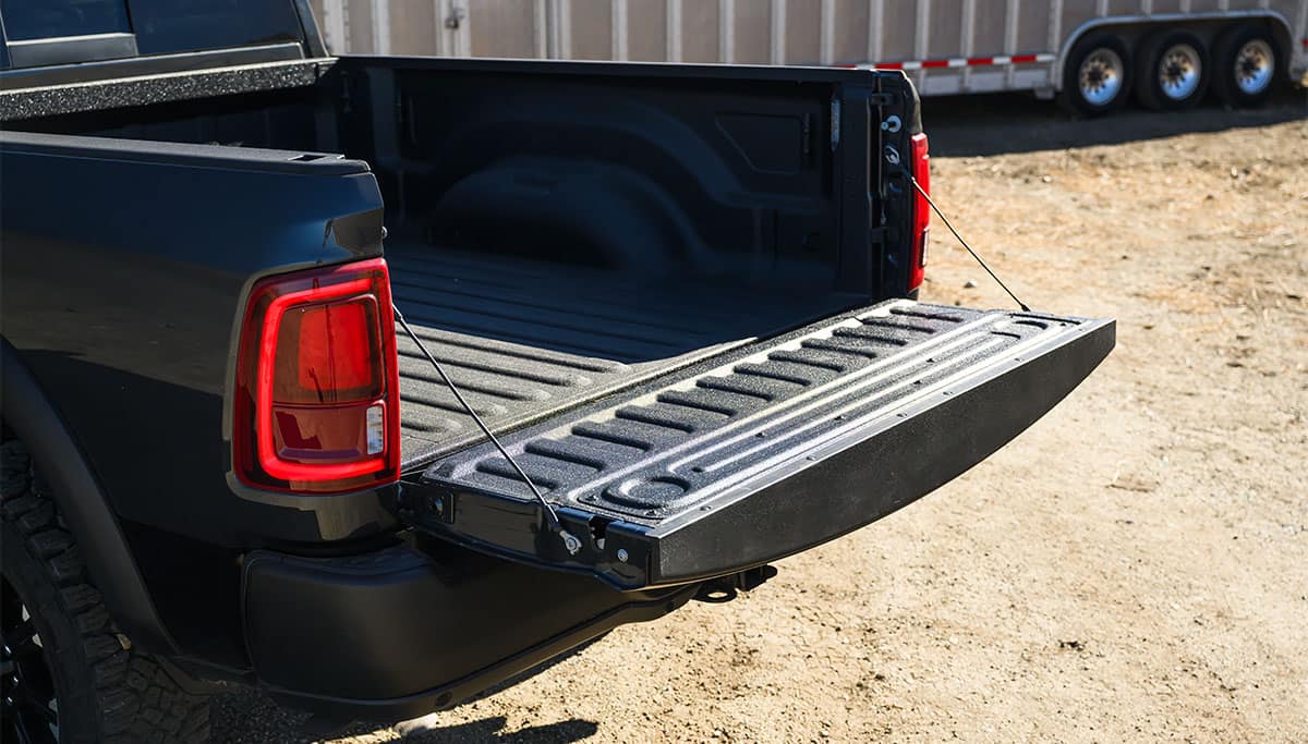  2600 RAM 2500 tailgate folded down to view truck bed