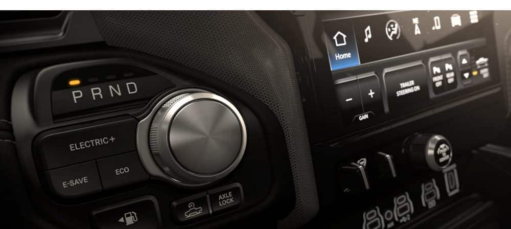 Ram 1500 REV rotary gear selector with Electric+, E-Save and Eco buttons
