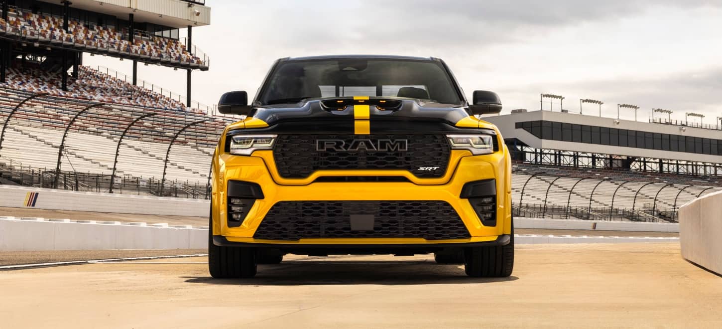 A new look at the 2027 Ram 1500 Rumble Bee on a race track