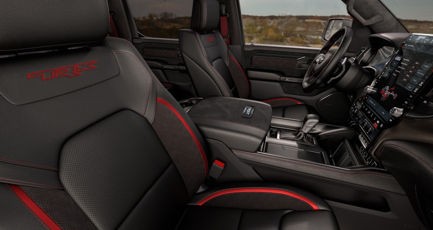 Display The front seats in the 2027 Ram 1500 TRX SRT.