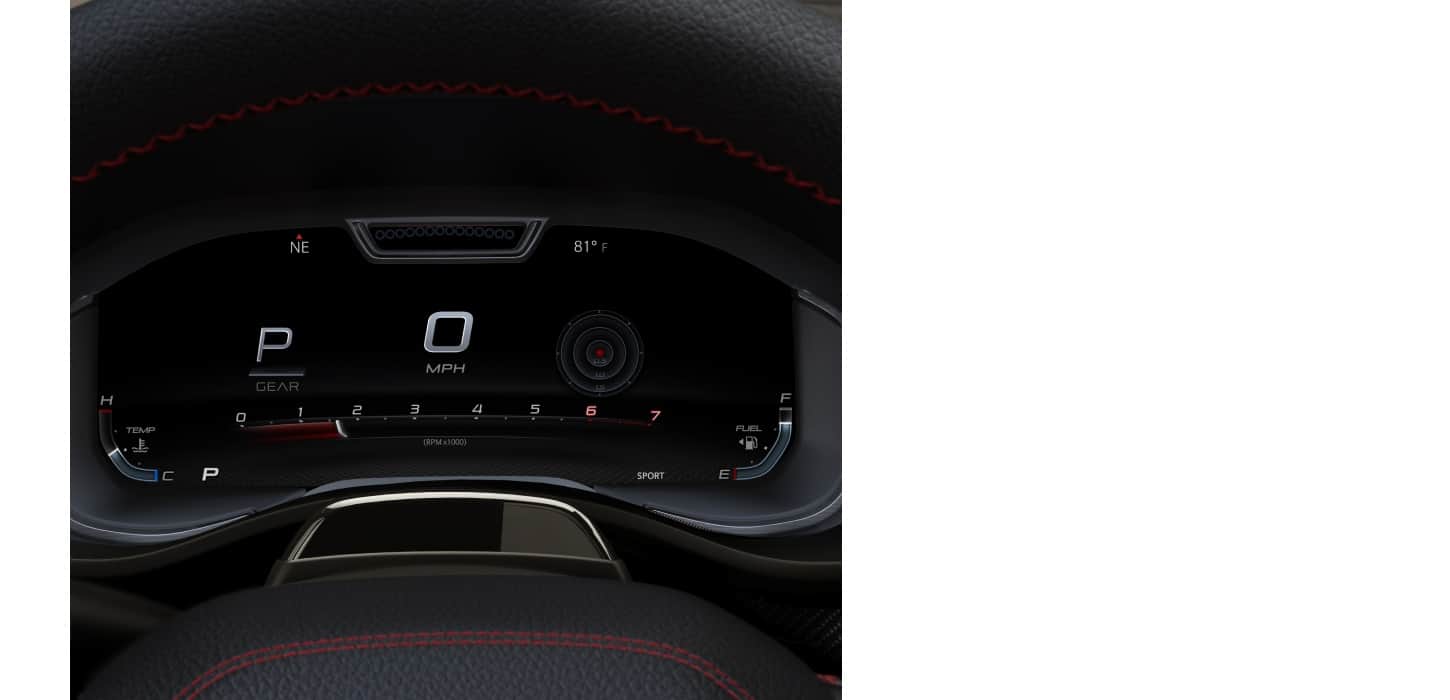 The Digital Cluster in the 2027 Ram 1500 TRX SRT displaying a Performance Page.