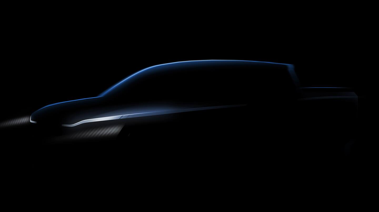 Display The bare minimum design lines illustrating a vehicle on a black background.