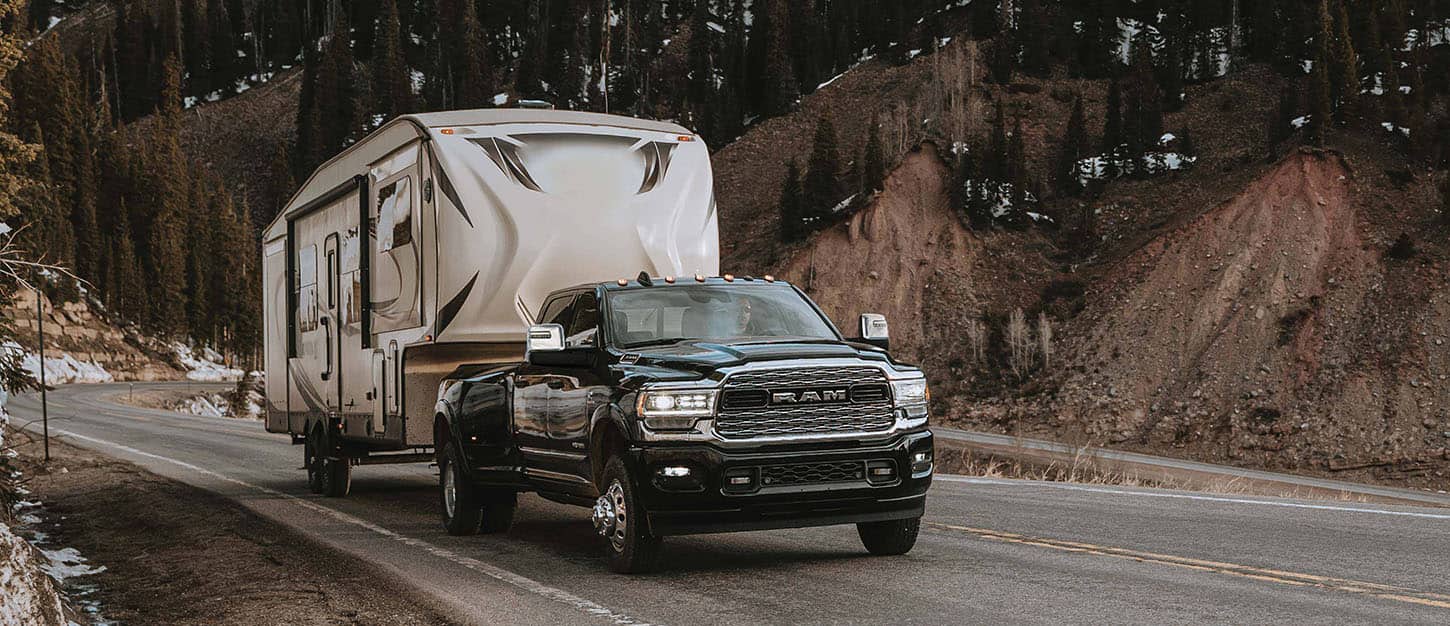 Ram truck with RV camper trailer